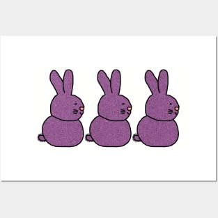 Three Purple Bunny Rabbits for Easter Posters and Art